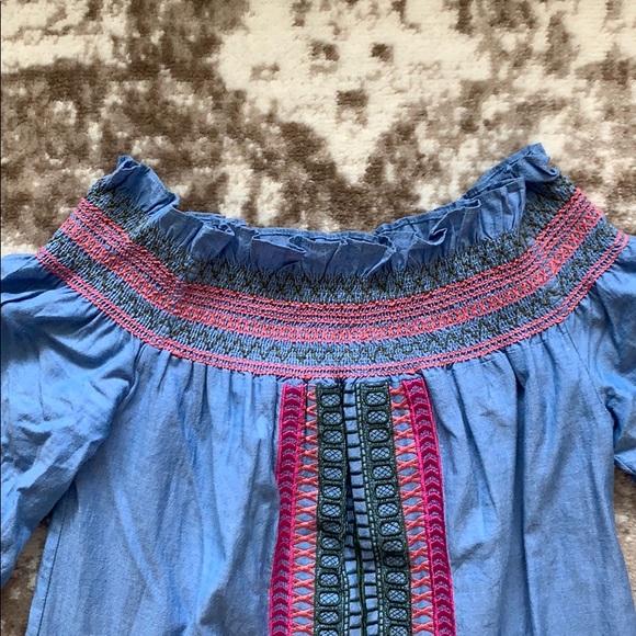 Red Carter off the shoulder embroidered dress - Picture 5 of 5